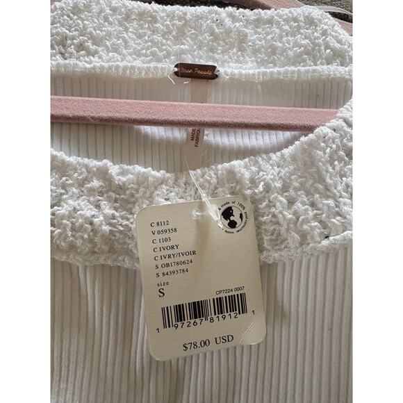 FREE PEOPLE IVORY CUFFING SEASON LONG SLEEVE TOP SIZE S NWT - Picture 3 of 3